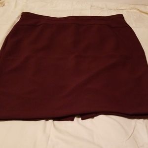 Wine  colored tailored midi skirt